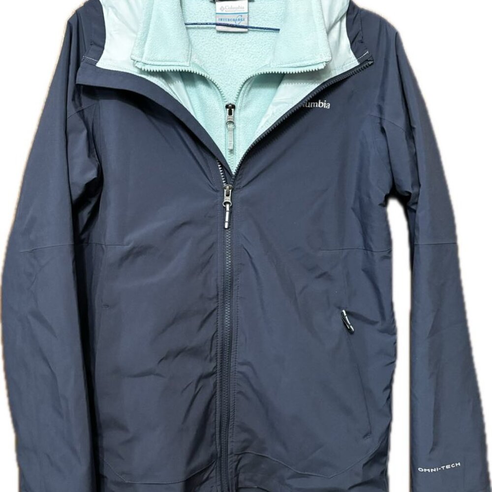 Columbia Interchange Omni-Tech 2-in-1 Turquoise Fleece and Darker Outer Jacket L